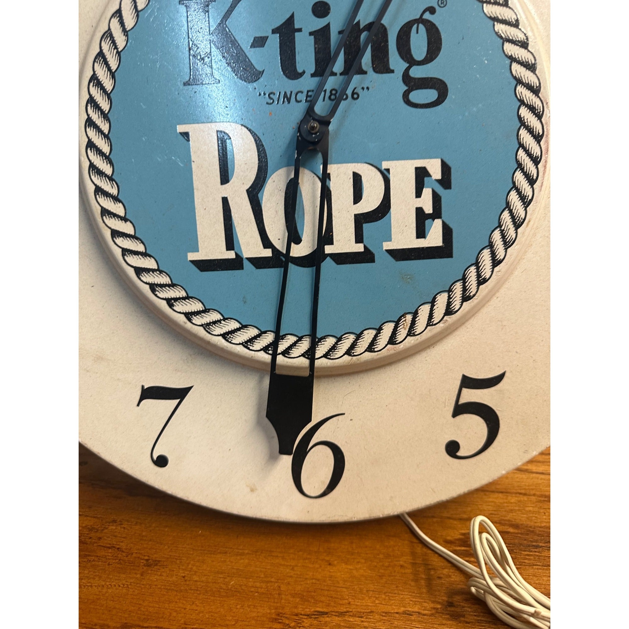 Vintage K-Ting Rope Advertising Clock Sign Store Display Cating Maspeth NY 18"