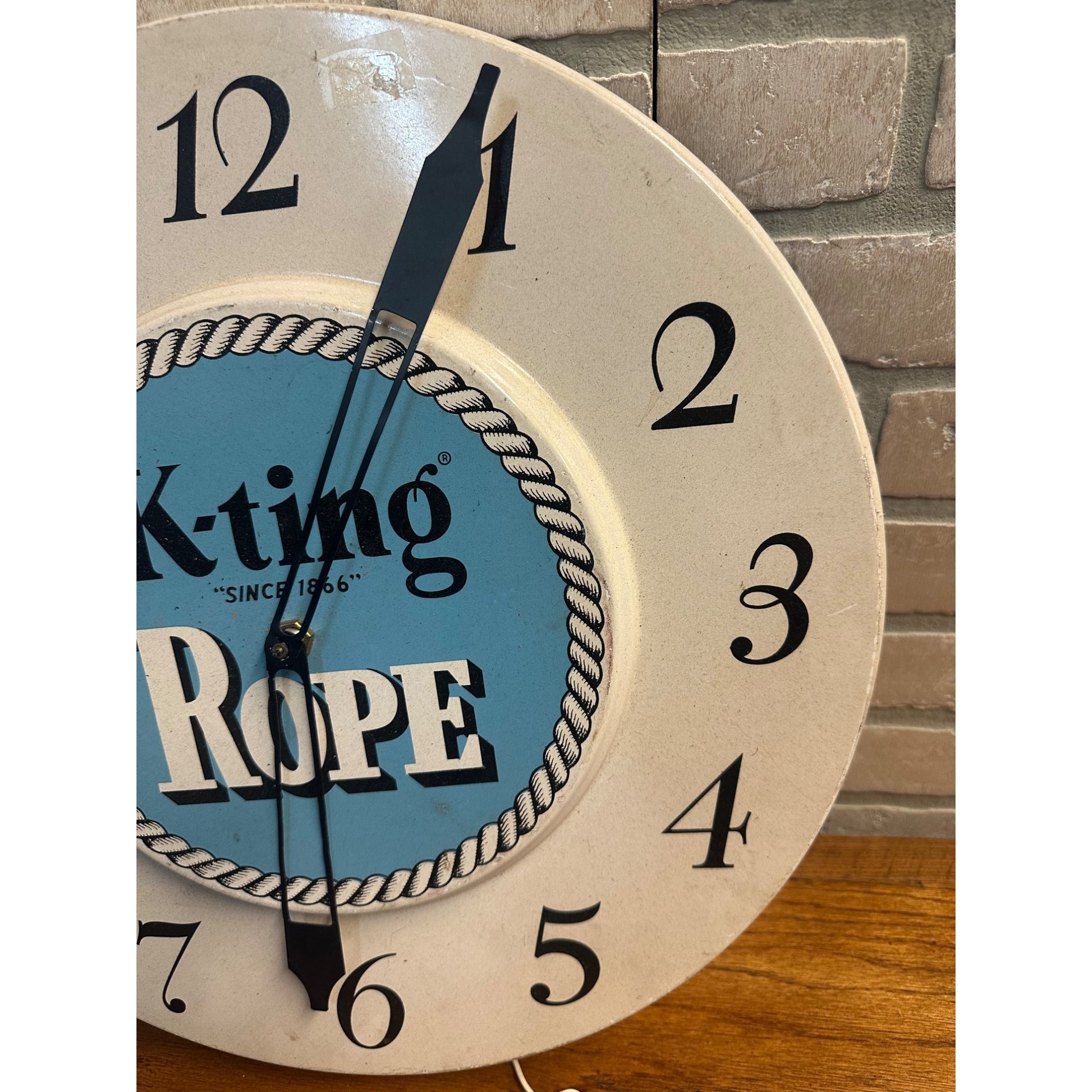 Vintage K-Ting Rope Advertising Clock Sign Store Display Cating Maspeth NY 18"
