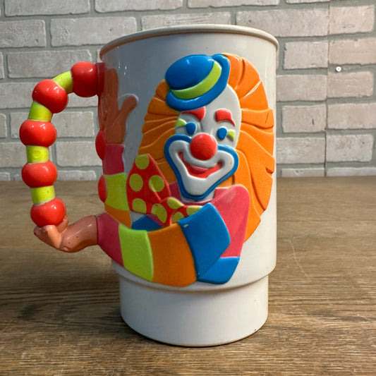 Vintage 1990 Ringling Bros Barnum And Bailey Circus 3D Clown Plastic Mug Cup