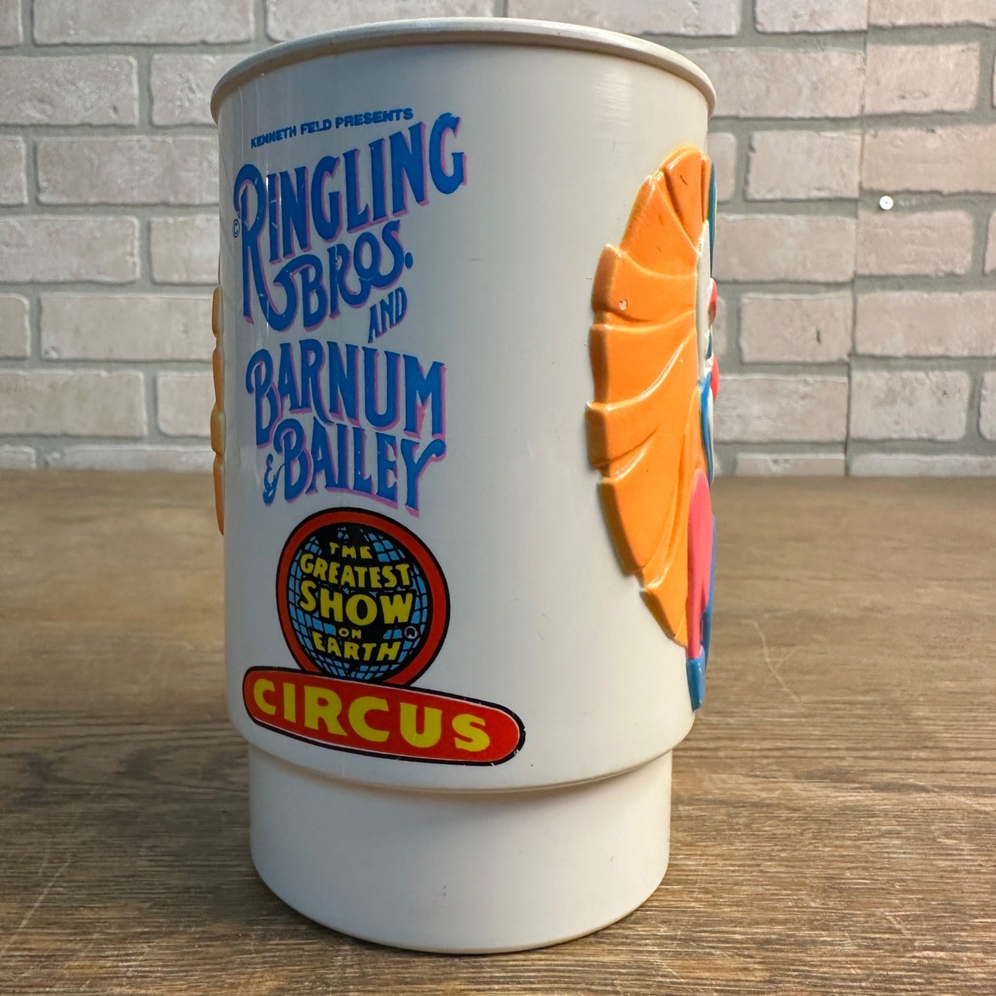 Vintage 1990 Ringling Bros Barnum And Bailey Circus 3D Clown Plastic Mug Cup