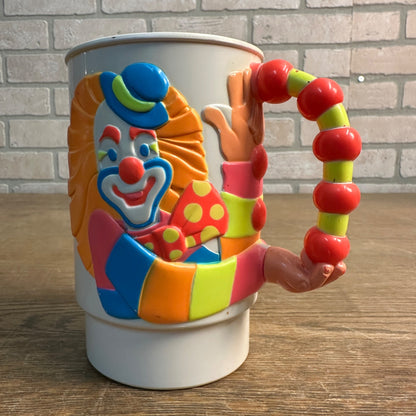 Vintage 1990 Ringling Bros Barnum And Bailey Circus 3D Clown Plastic Mug Cup