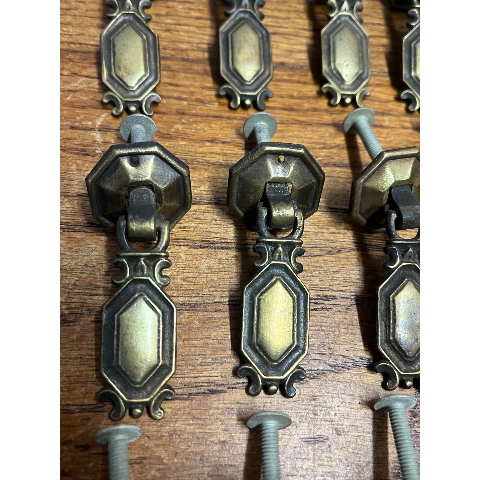 13 Vintage Art Deco Waterfall Dresser Drawer Pulls Brass Furniture Hardware