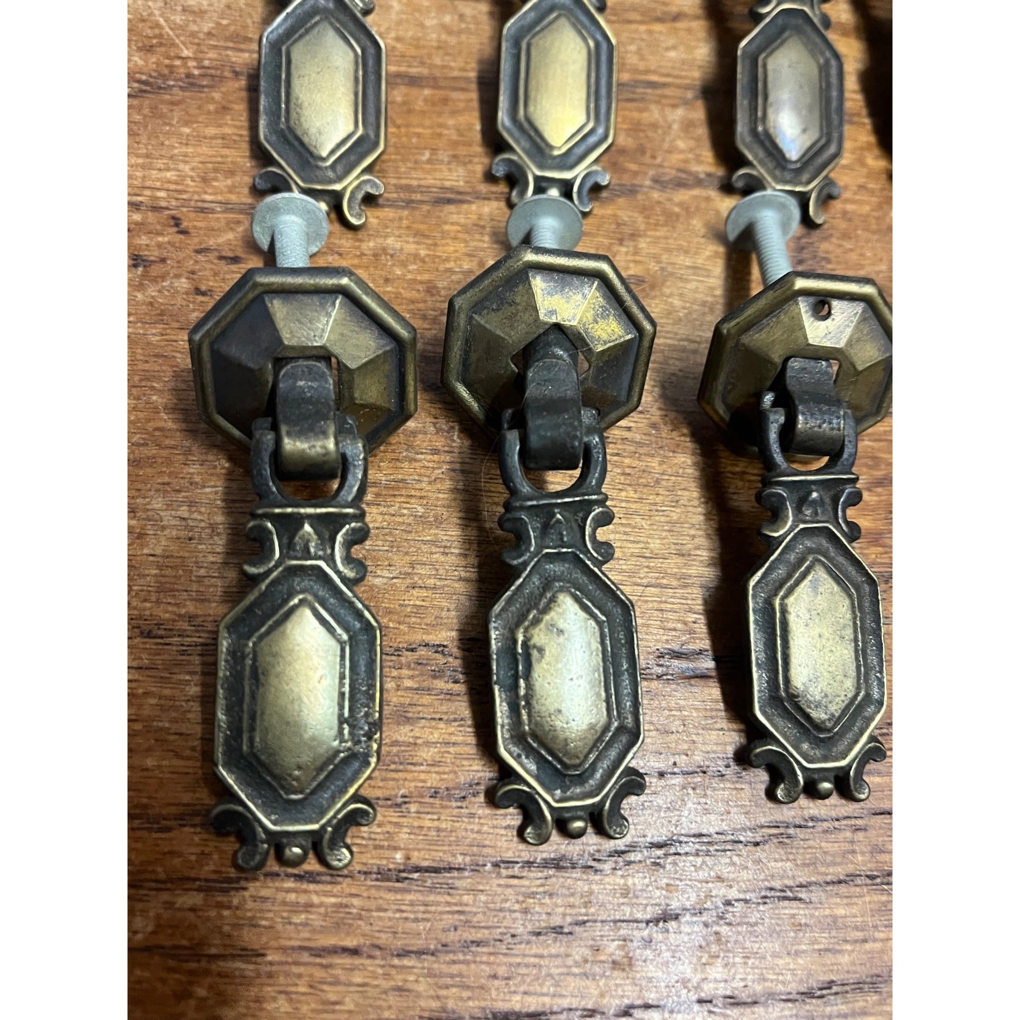 13 Vintage Art Deco Waterfall Dresser Drawer Pulls Brass Furniture Hardware