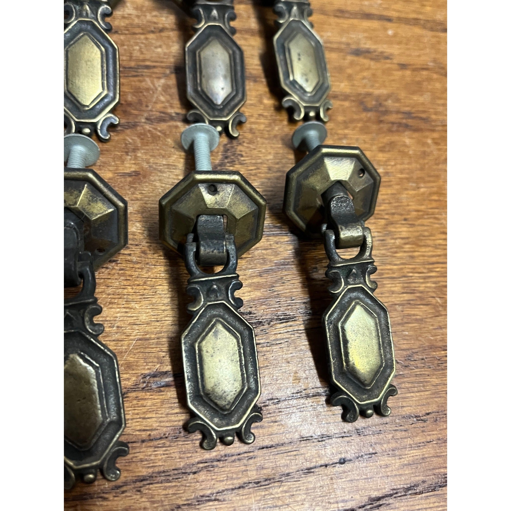 13 Vintage Art Deco Waterfall Dresser Drawer Pulls Brass Furniture Hardware