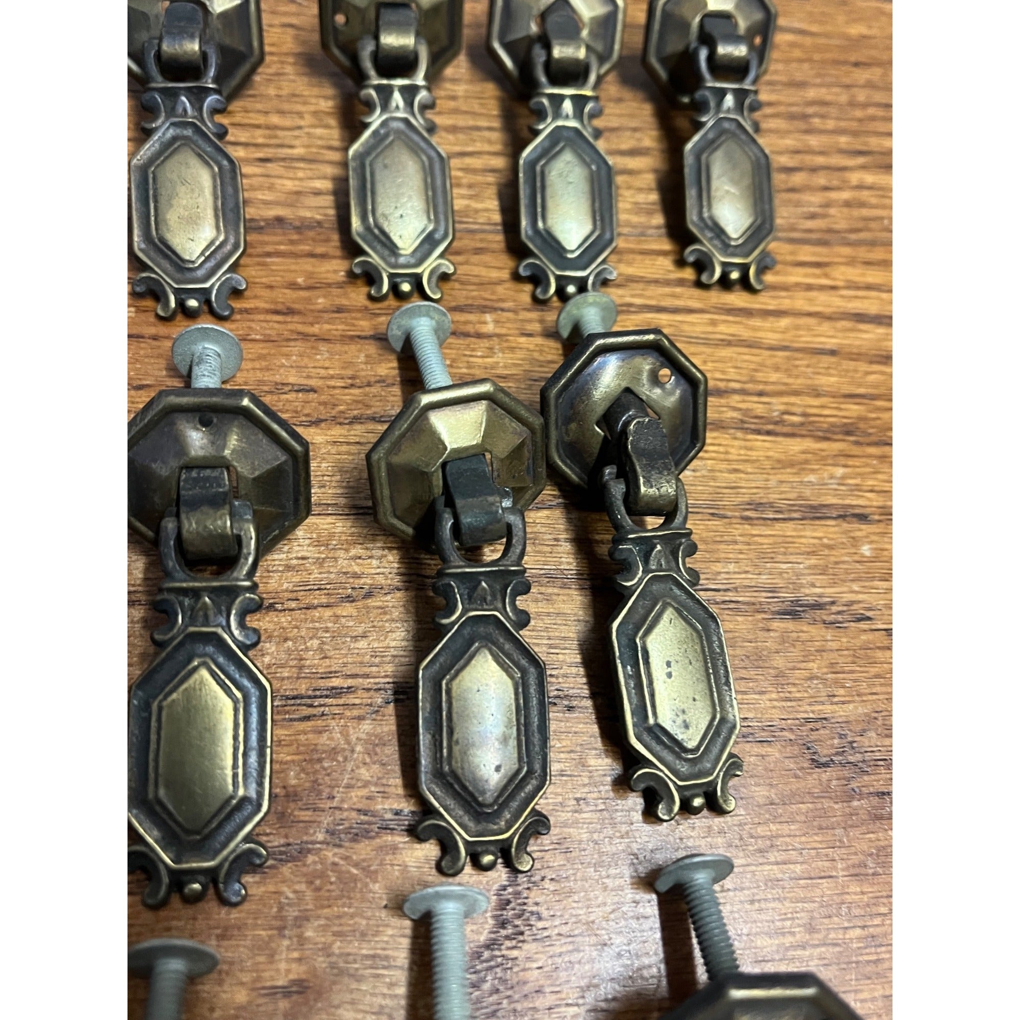 13 Vintage Art Deco Waterfall Dresser Drawer Pulls Brass Furniture Hardware