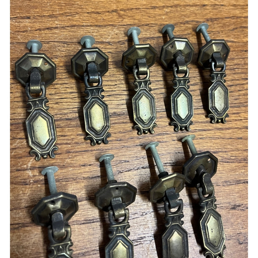 13 Vintage Art Deco Waterfall Dresser Drawer Pulls Brass Furniture Hardware