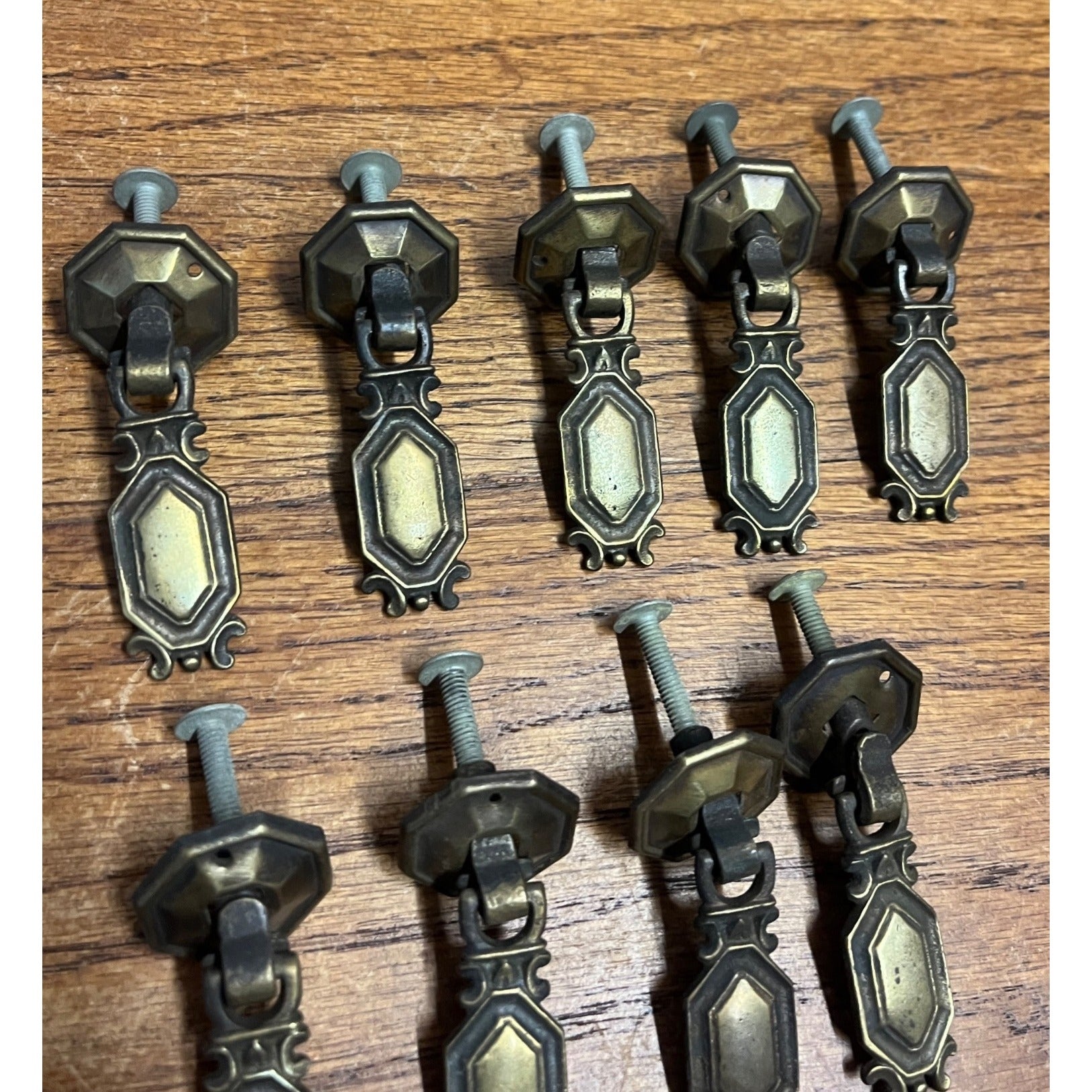 13 Vintage Art Deco Waterfall Dresser Drawer Pulls Brass Furniture Hardware
