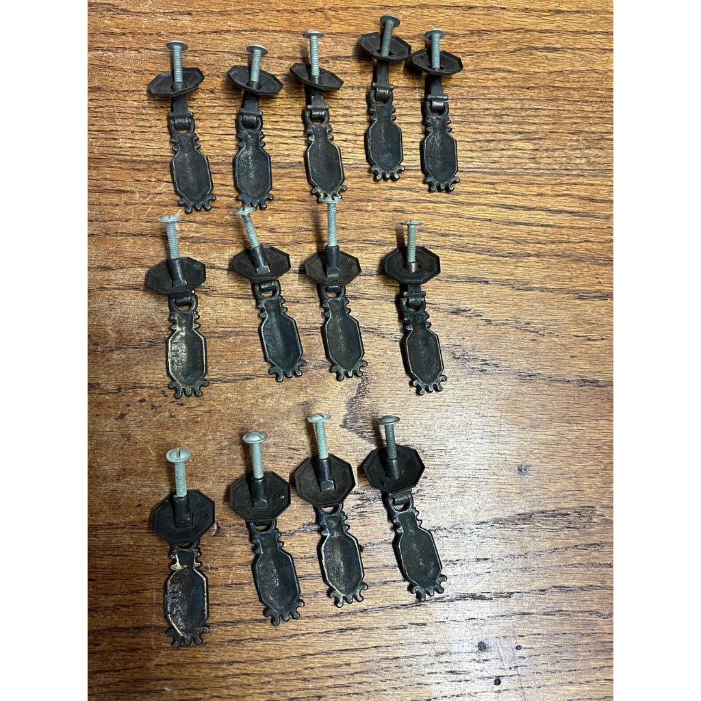 13 Vintage Art Deco Waterfall Dresser Drawer Pulls Brass Furniture Hardware