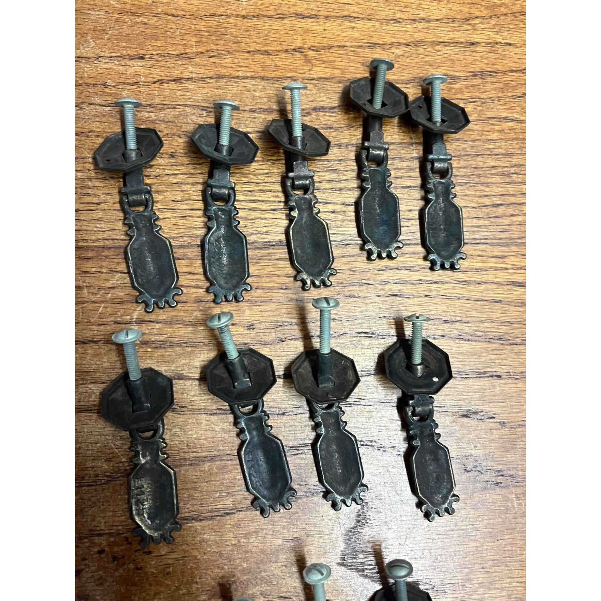 13 Vintage Art Deco Waterfall Dresser Drawer Pulls Brass Furniture Hardware