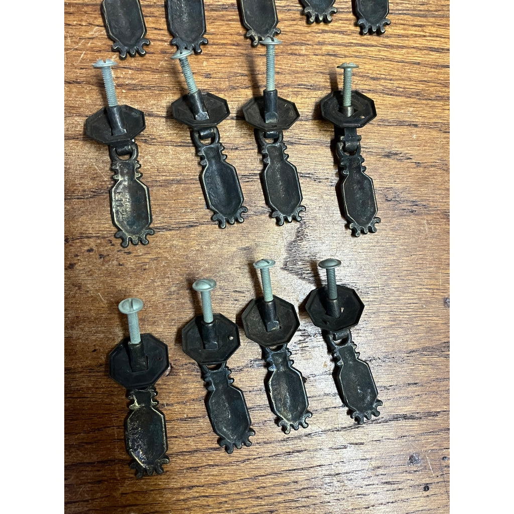 13 Vintage Art Deco Waterfall Dresser Drawer Pulls Brass Furniture Hardware