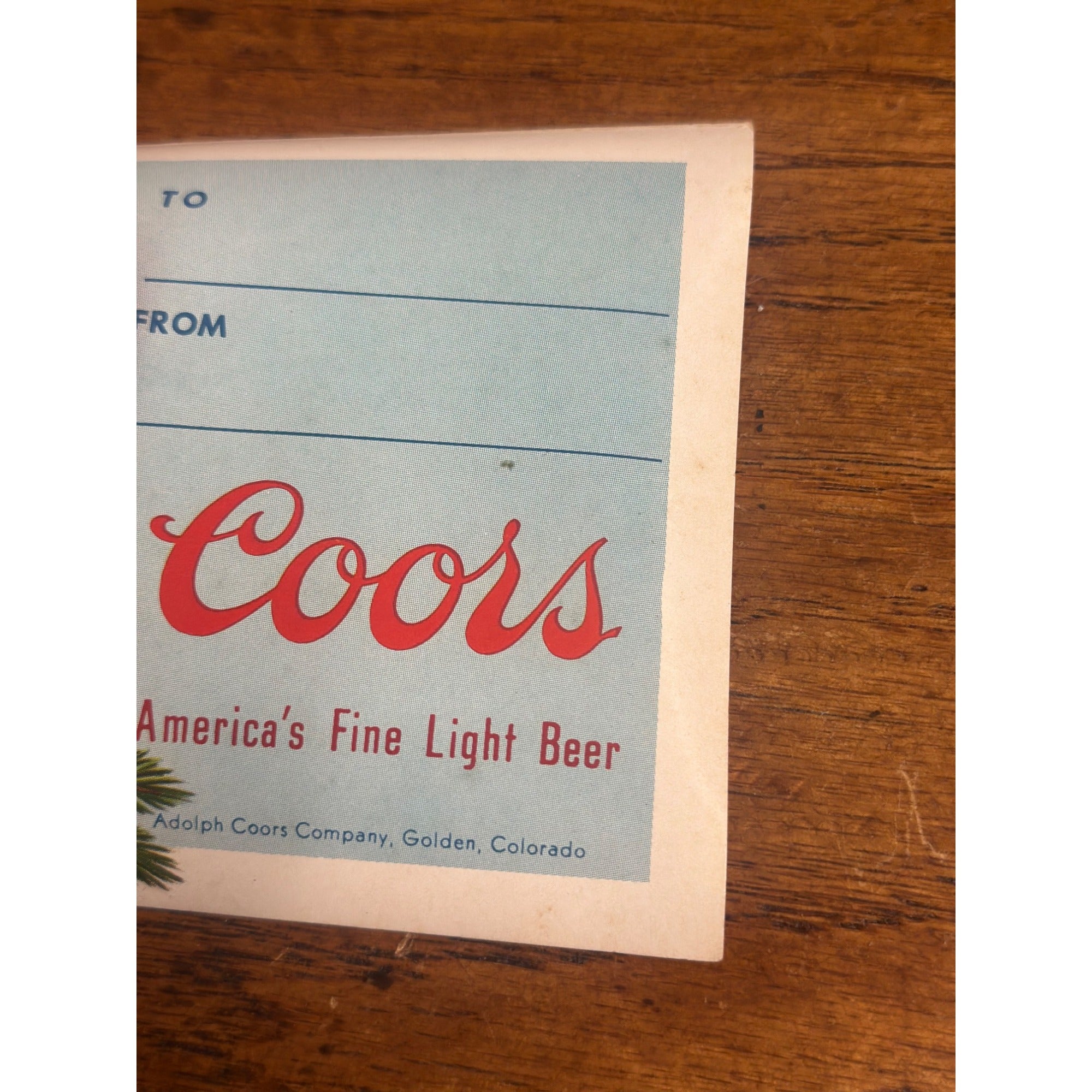 vintage Coors Light Beer Christmas Gift Present Label Tag Adolph Coors
