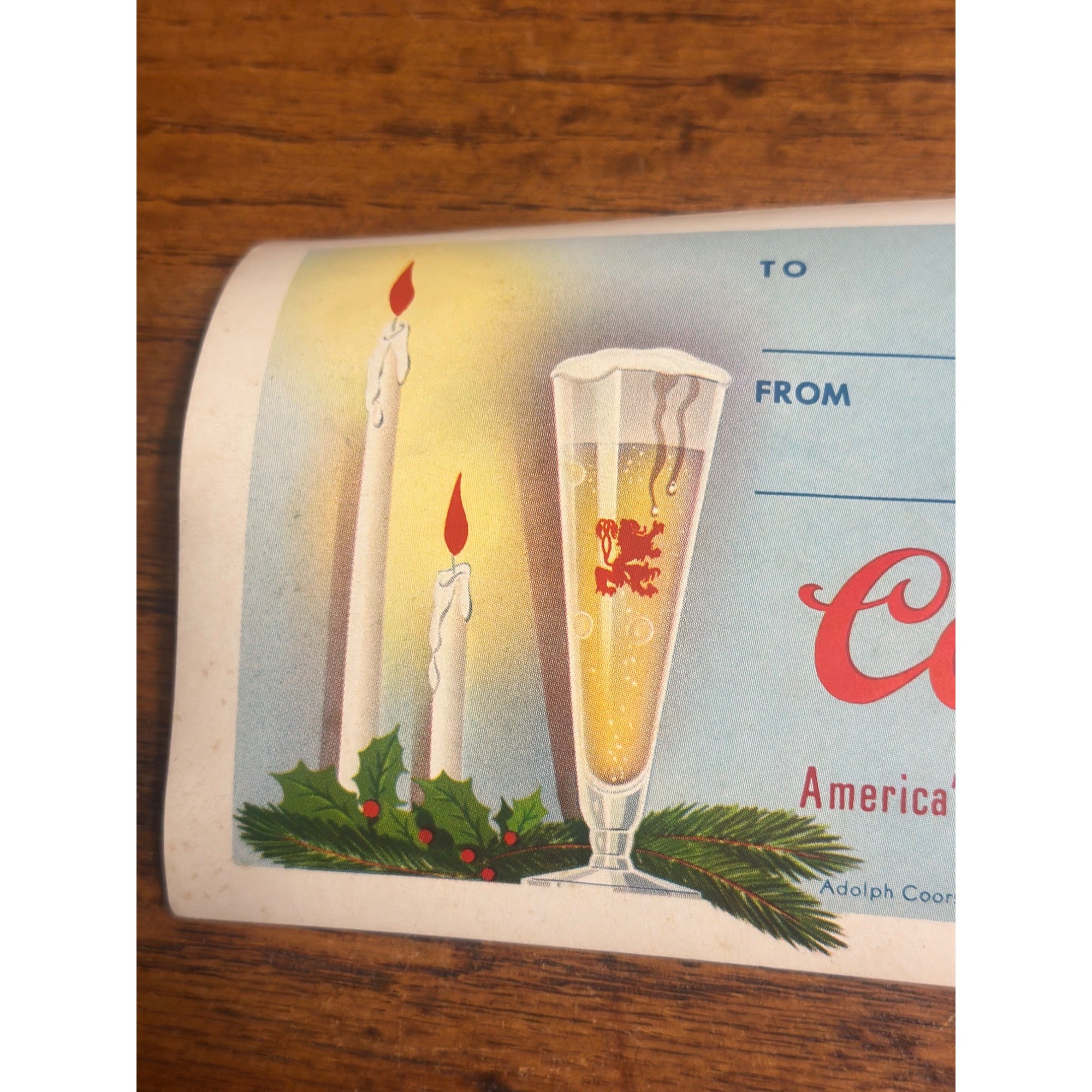 vintage Coors Light Beer Christmas Gift Present Label Tag Adolph Coors