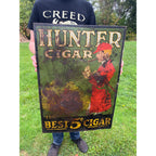 Antique 1930s Hunter Cigar Tin Advertising Sign 27" x 20"