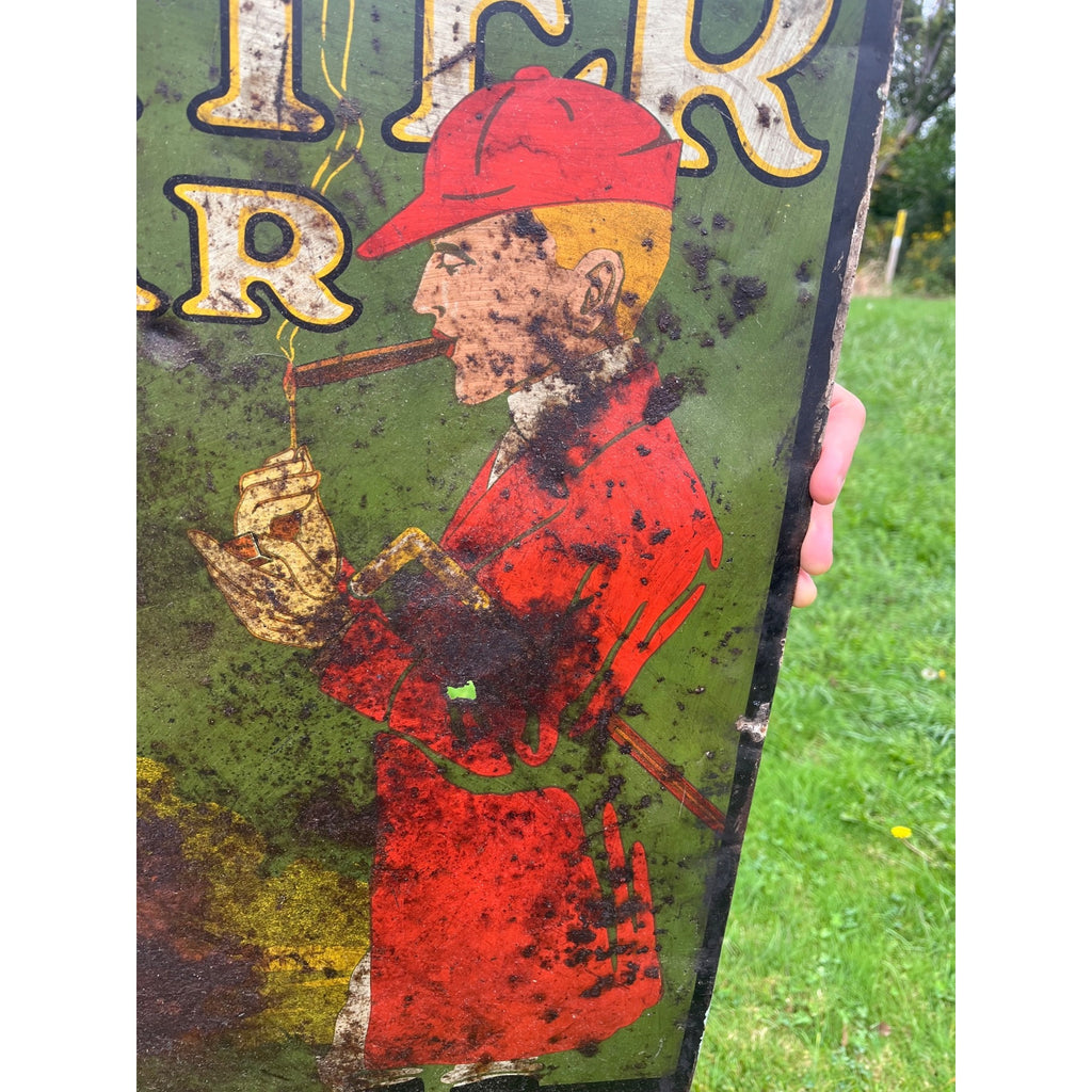 Antique 1930s Hunter Cigar Tin Advertising Sign 27" x 20"