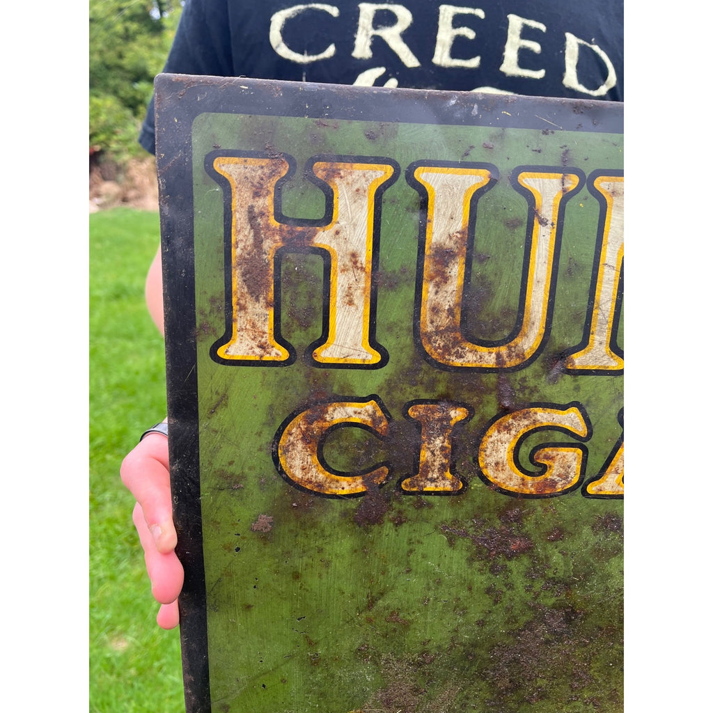 Antique 1930s Hunter Cigar Tin Advertising Sign 27" x 20"
