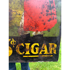 Antique 1930s Hunter Cigar Tin Advertising Sign 27" x 20"