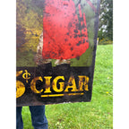 Antique 1930s Hunter Cigar Tin Advertising Sign 27" x 20"