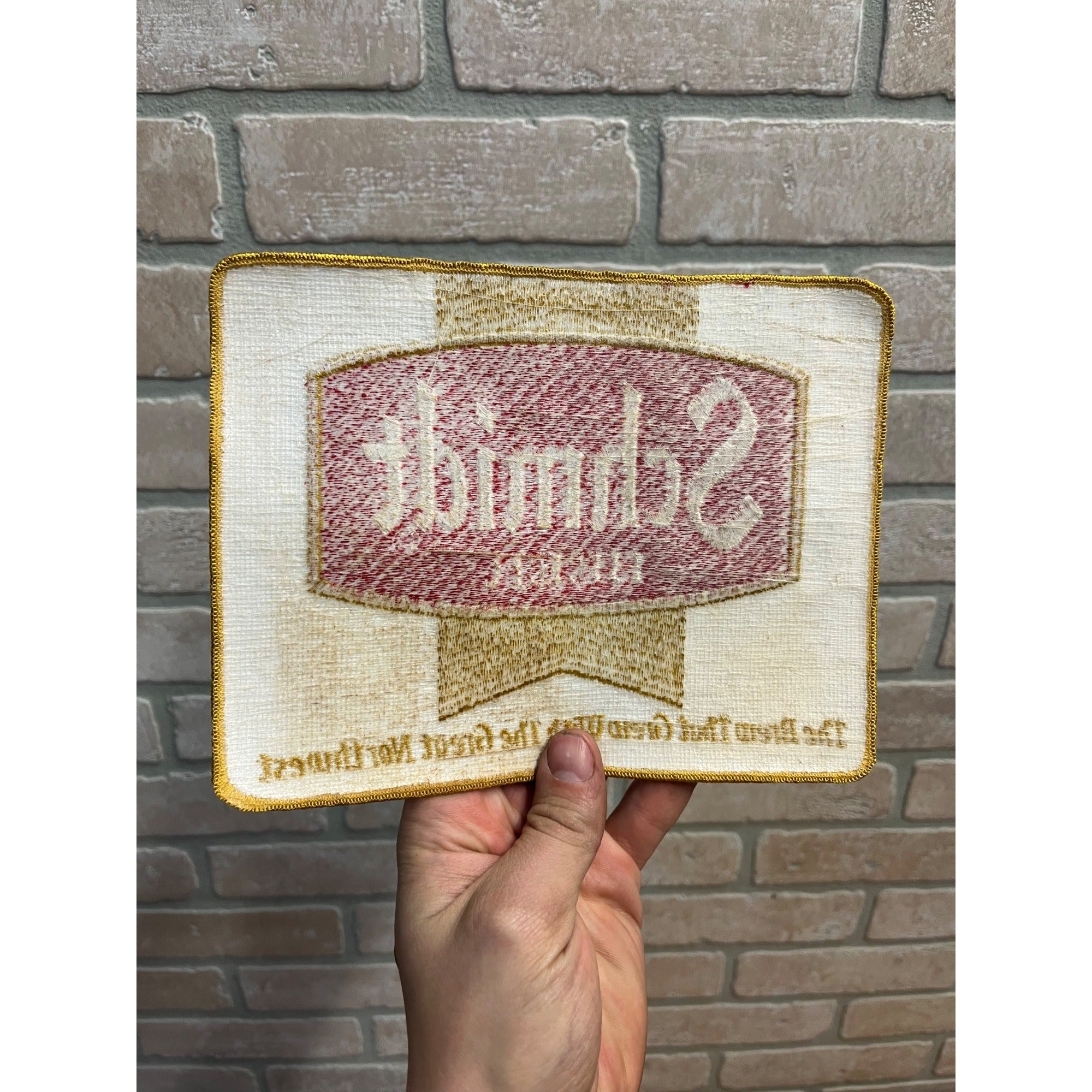 Vintage Schmidt Beer Large Jumbo Delivery Jacket Patch 8" Advertising