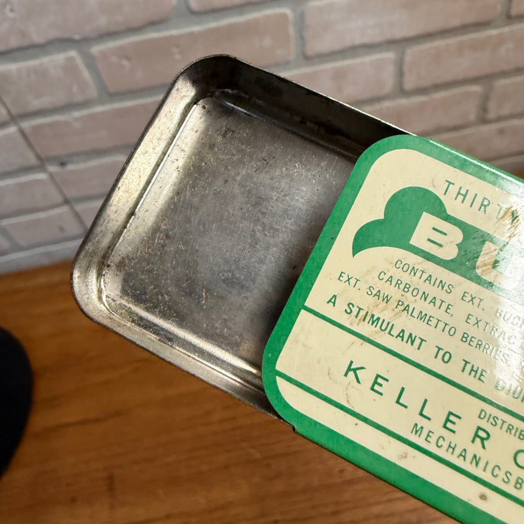 Antique Vintage Advertising Tin Box Medical Medicine Bukets Keller Ohio