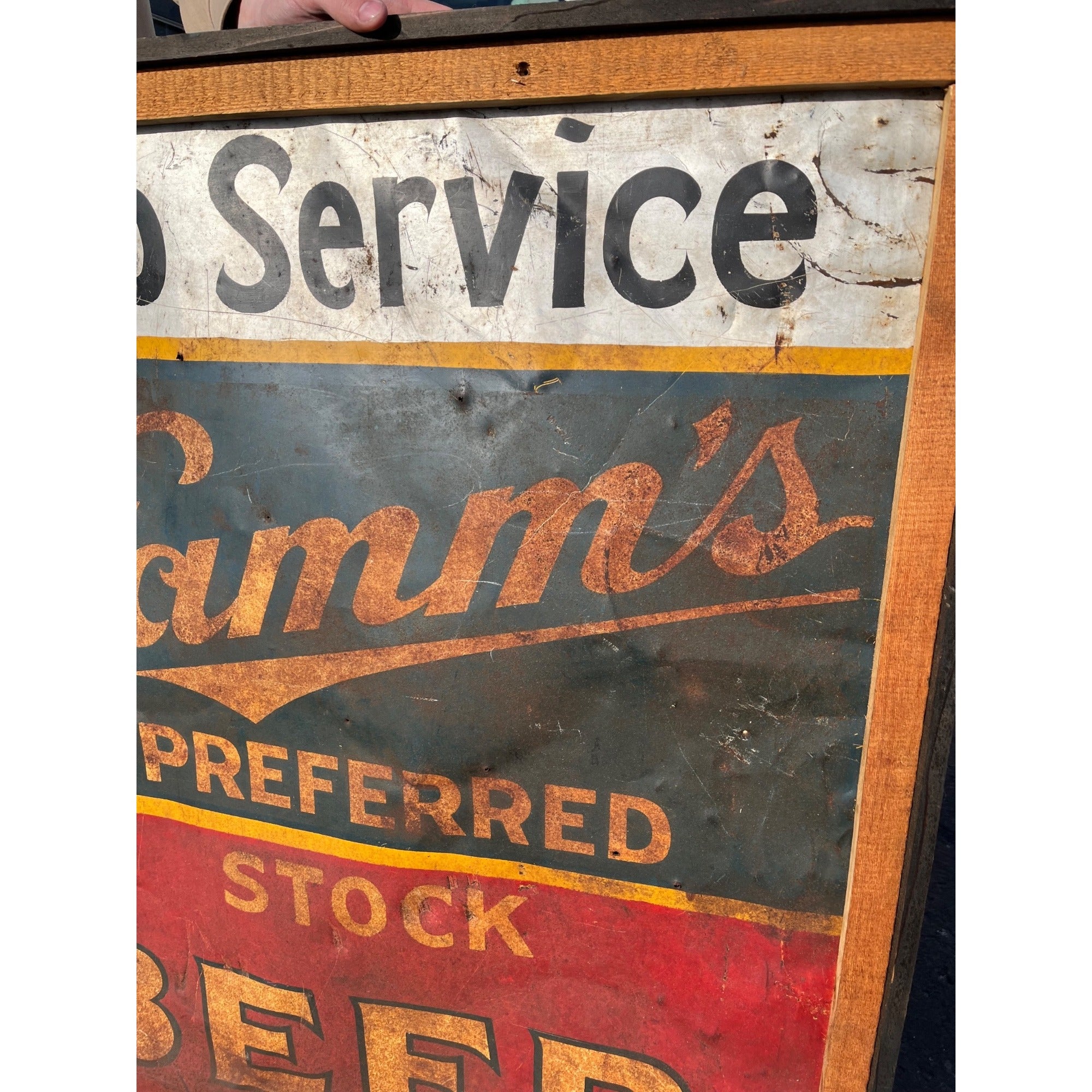 RARE Vintage c1939 Hamm's Preferred Stock Beer LARGE Tin Metal Sign Rudd, Iowa