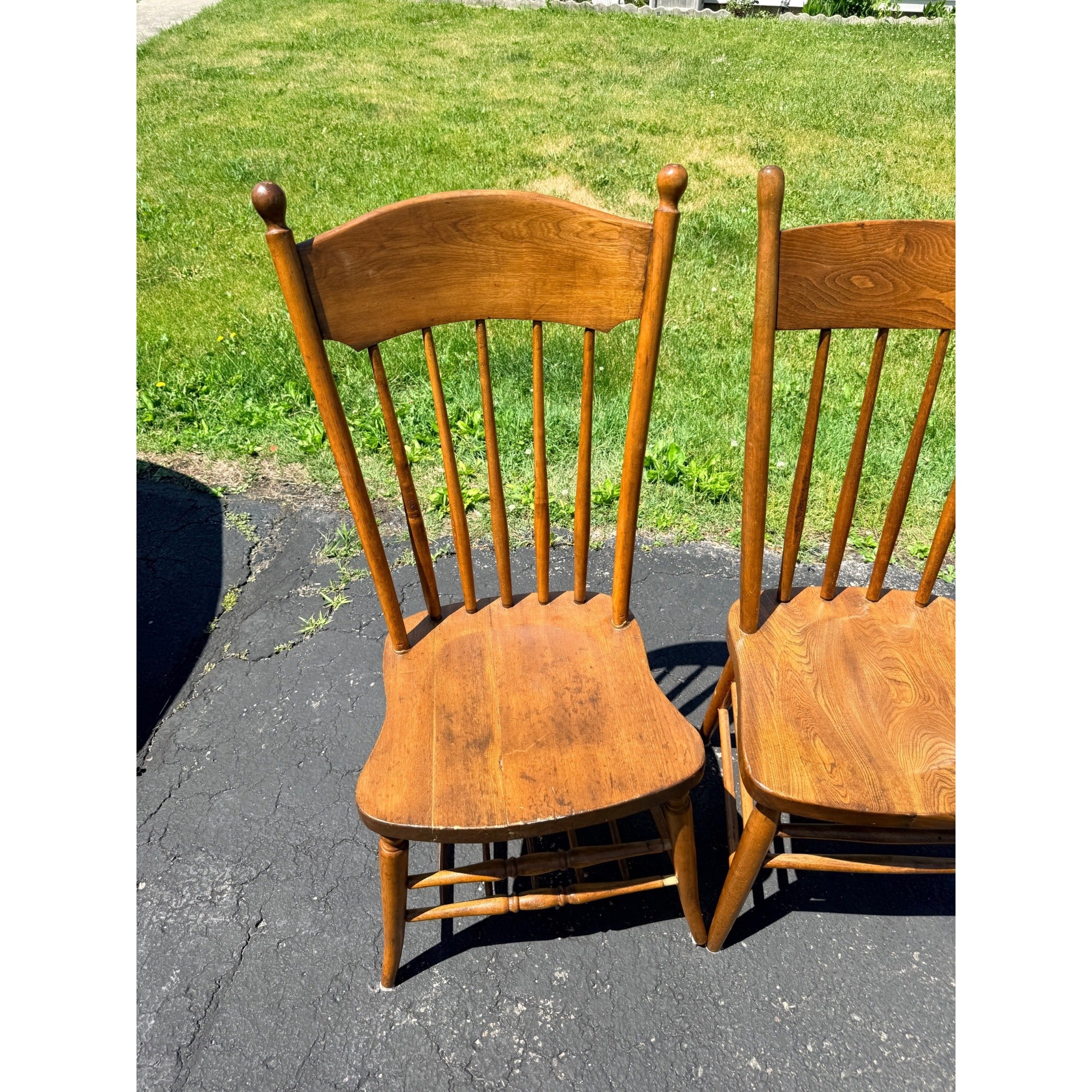 Antique 1880s Primitive Pine Farmhouse Table | Country Kitchen Dining Table w/ 4 Chairs