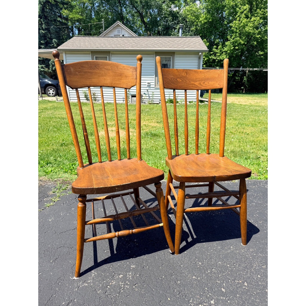 Antique 1880s Primitive Pine Farmhouse Table | Country Kitchen Dining Table w/ 4 Chairs