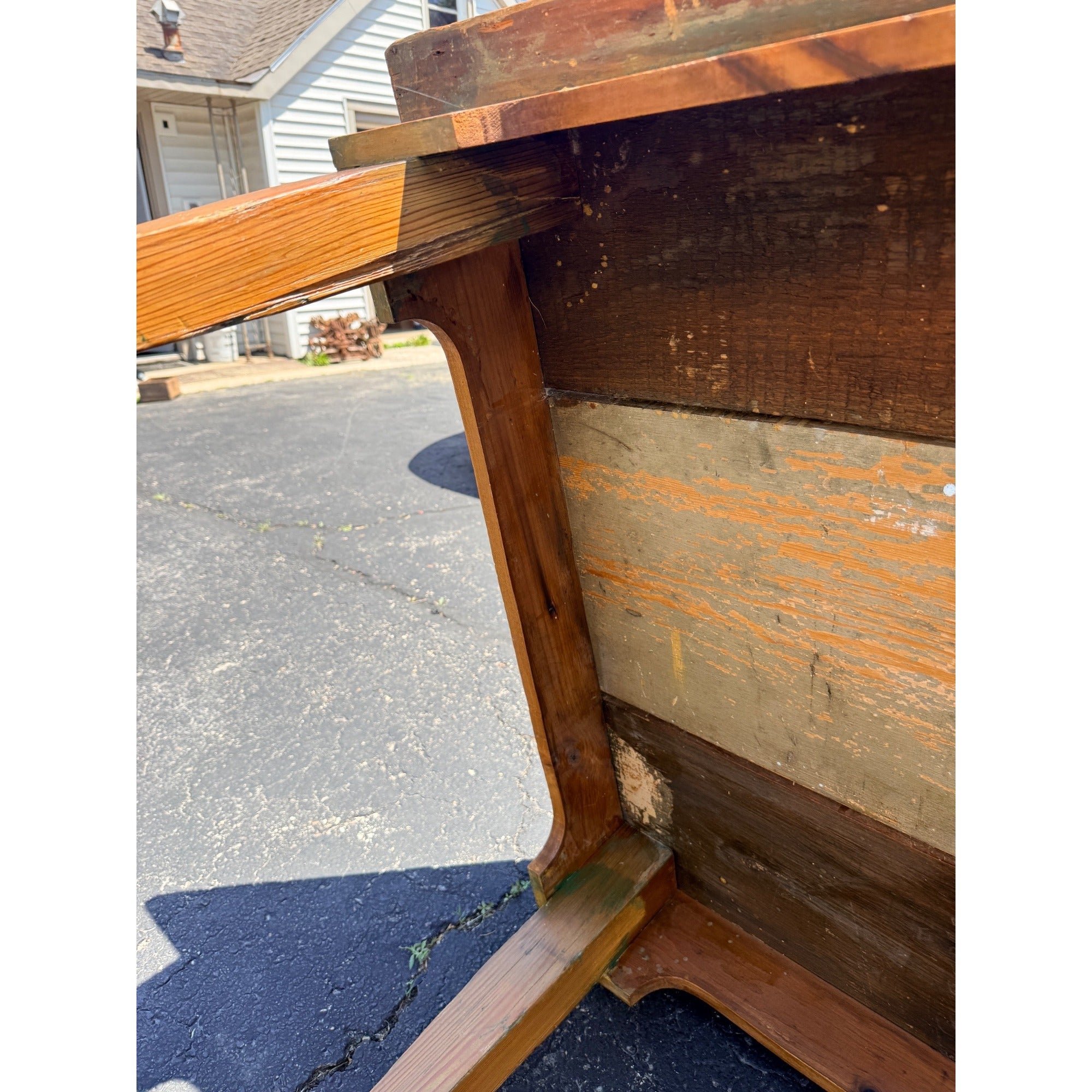 Antique 1880s Primitive Pine Farmhouse Table | Country Kitchen Dining Table w/ 4 Chairs