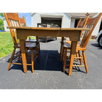 Antique 1880s Primitive Pine Farmhouse Table | Country Kitchen Dining Table w/ 4 Chairs