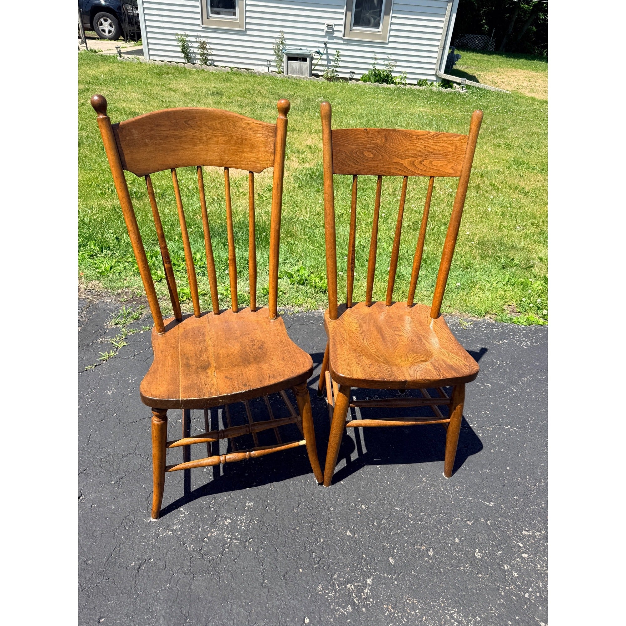 Antique 1880s Primitive Pine Farmhouse Table | Country Kitchen Dining Table w/ 4 Chairs