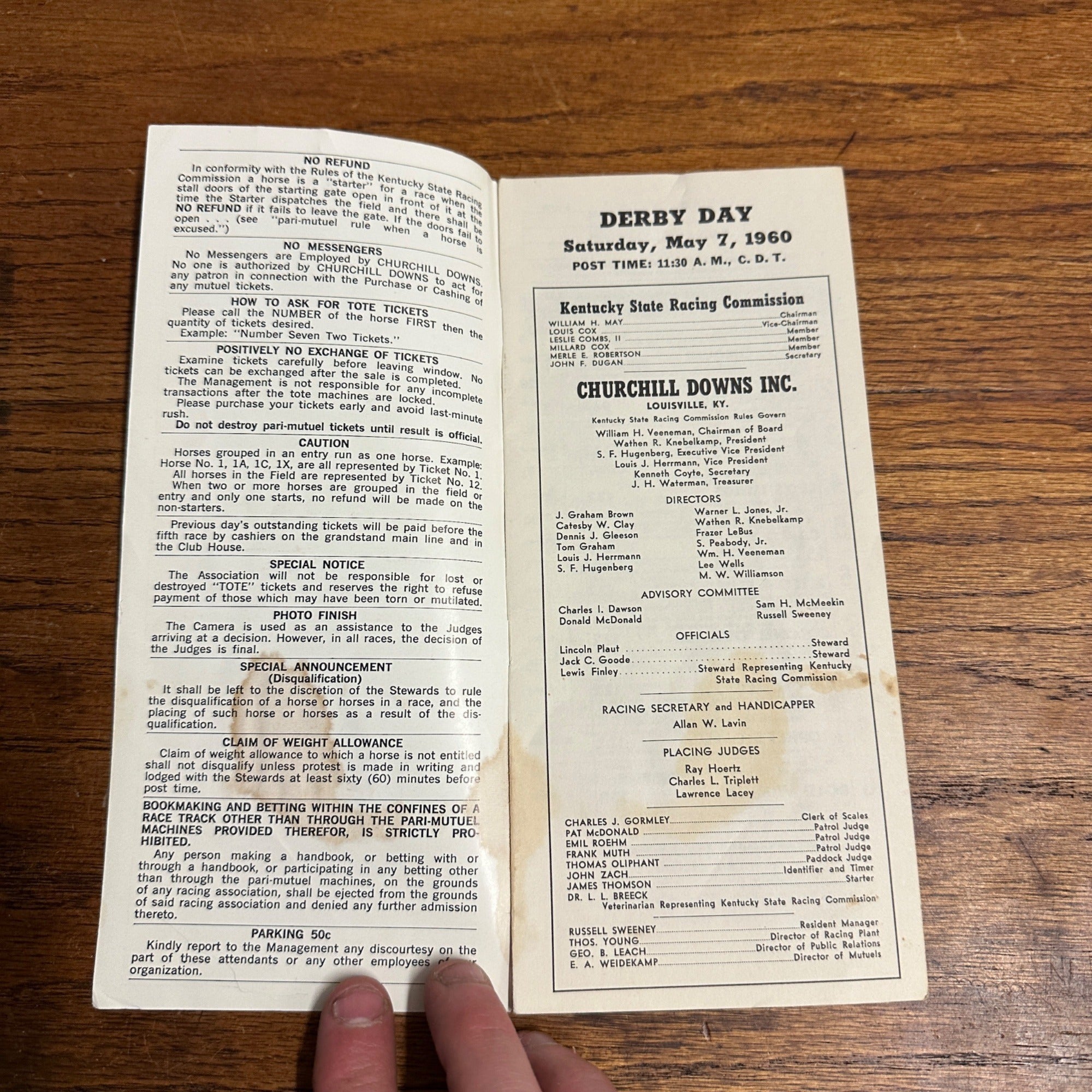 Original 1960 Kentucky Derby Official Program 86th Race Churchill Downs Vintage