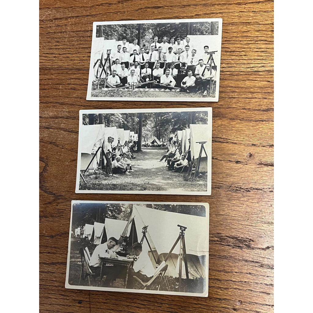 c1910s-20s RPPC Surveying Engineering School Field Camp Transits Students Photos