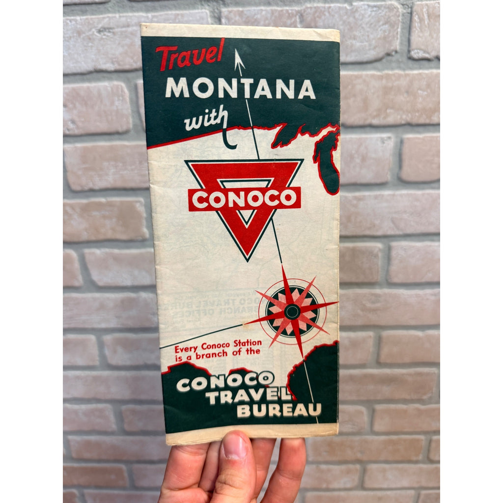 Vintage Conoco Oil Gas Service Station Advertising Road Map Montana 1930s