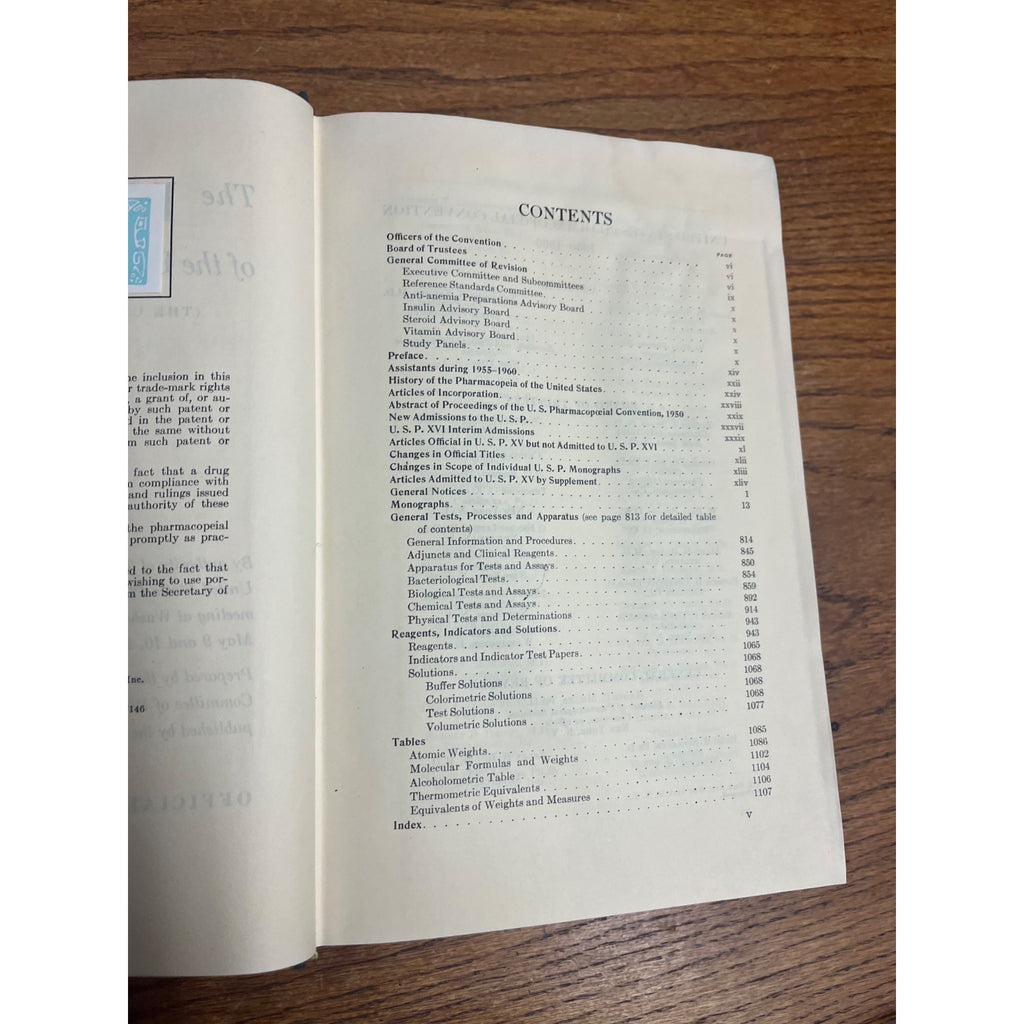 1960 Pharmacopeia of United States 16th Revision Pharmacy Hardcover