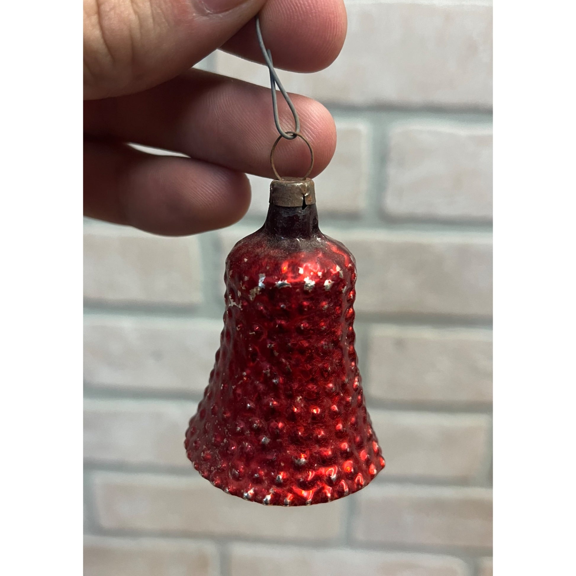 Antique German Hand Blown Bumpy Bell Christmas Ornament Early 1900s