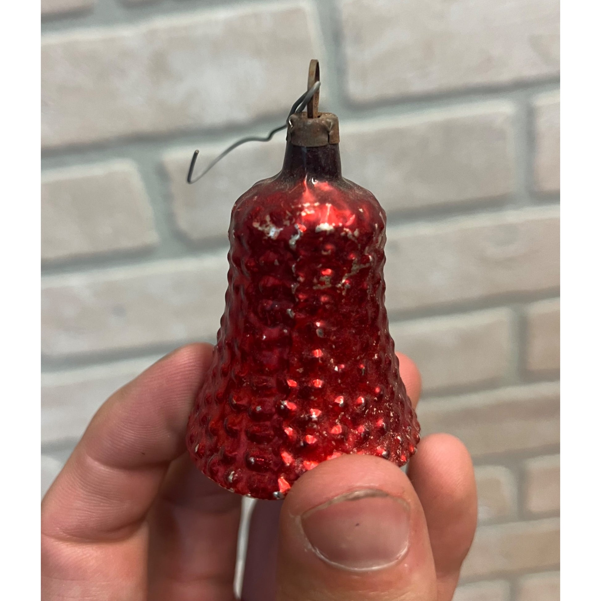 Antique German Hand Blown Bumpy Bell Christmas Ornament Early 1900s