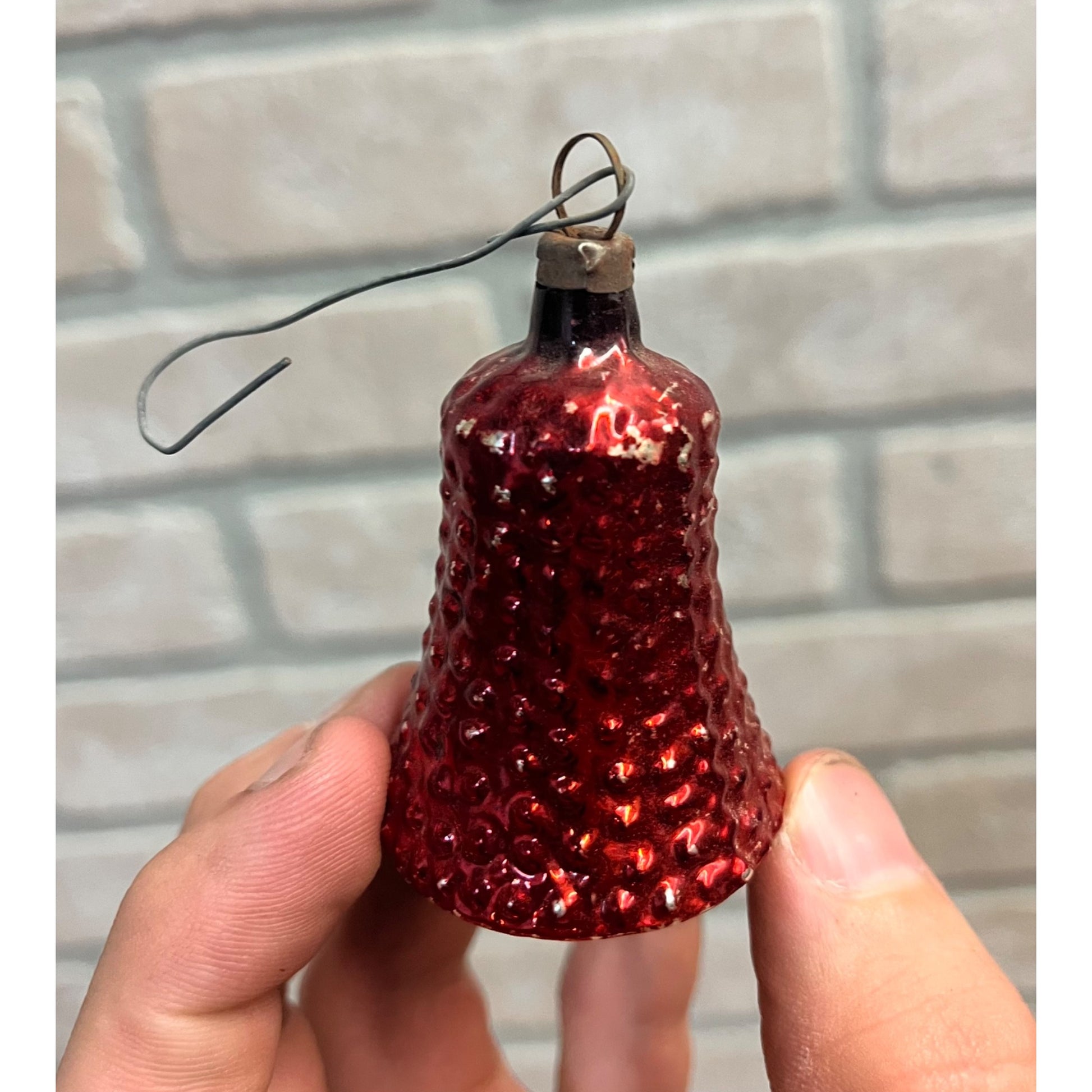 Antique German Hand Blown Bumpy Bell Christmas Ornament Early 1900s