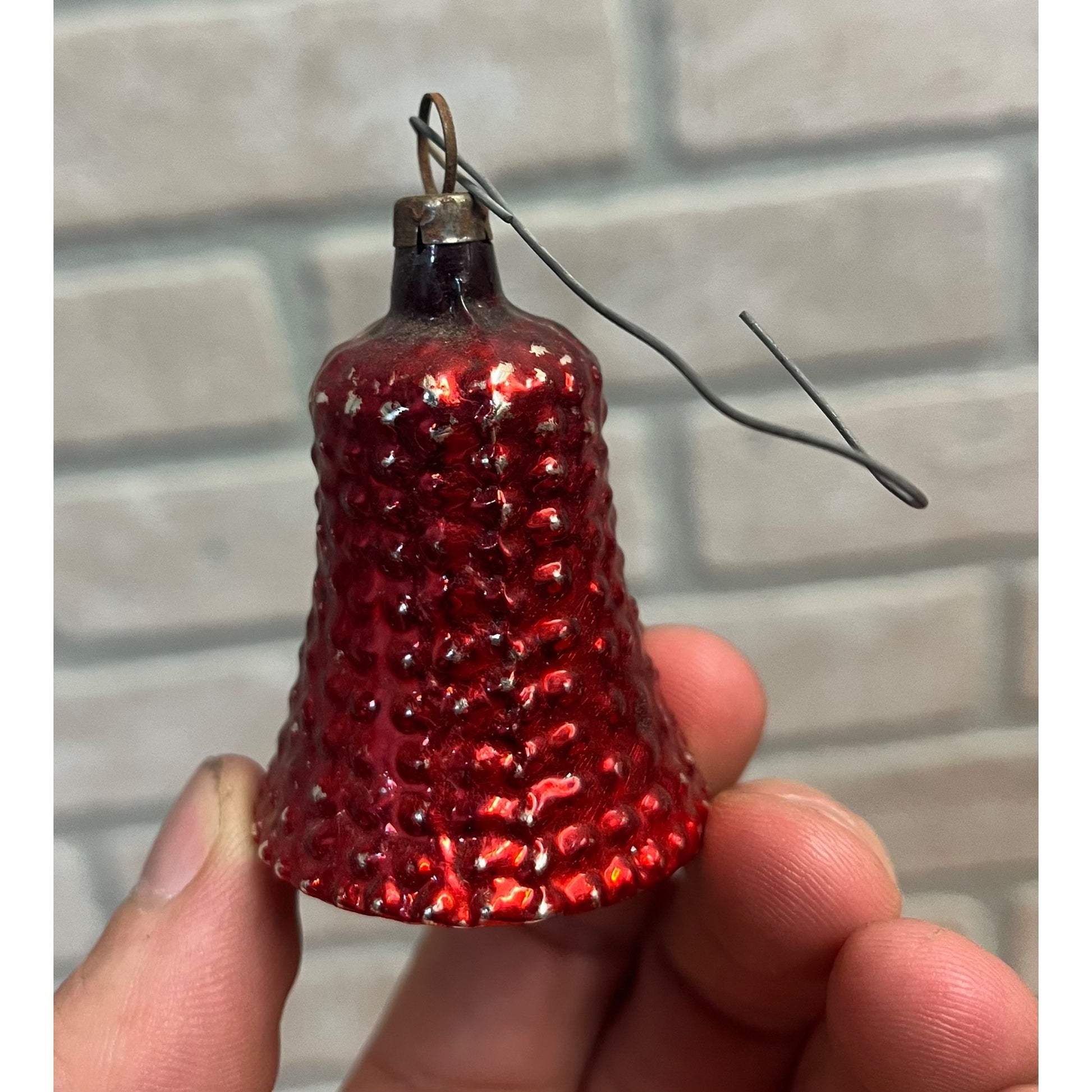 Antique German Hand Blown Bumpy Bell Christmas Ornament Early 1900s