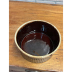 Vintage Pfaltzgraff Brown Ribbed Souffle Casserole Baking Dish #398 Drip Glaze