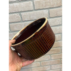 Vintage Pfaltzgraff Brown Ribbed Souffle Casserole Baking Dish #398 Drip Glaze