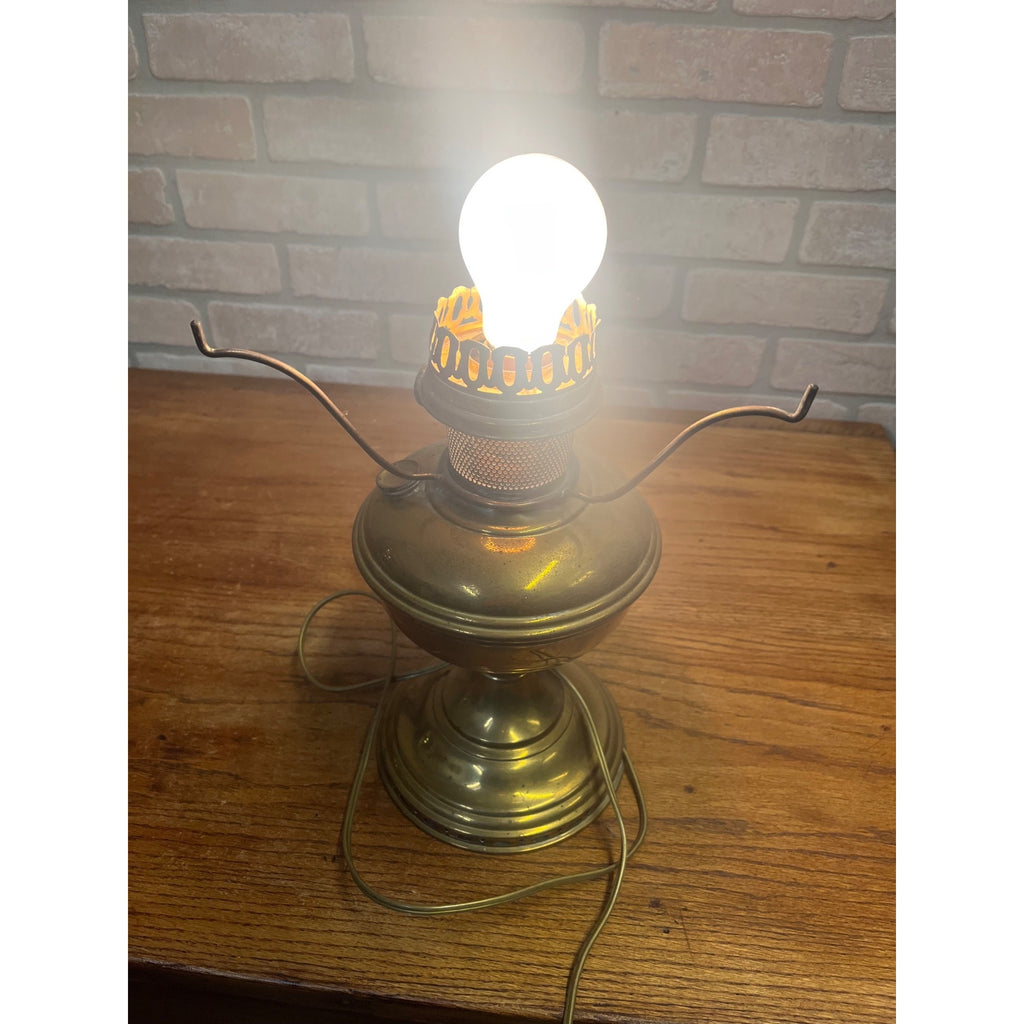 Vintage Electrified Aladdin No. 11 Kerosene Oil Lamp Gold-Tone Metal