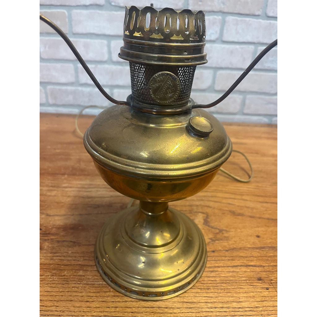 Vintage Electrified Aladdin No. 11 Kerosene Oil Lamp Gold-Tone Metal