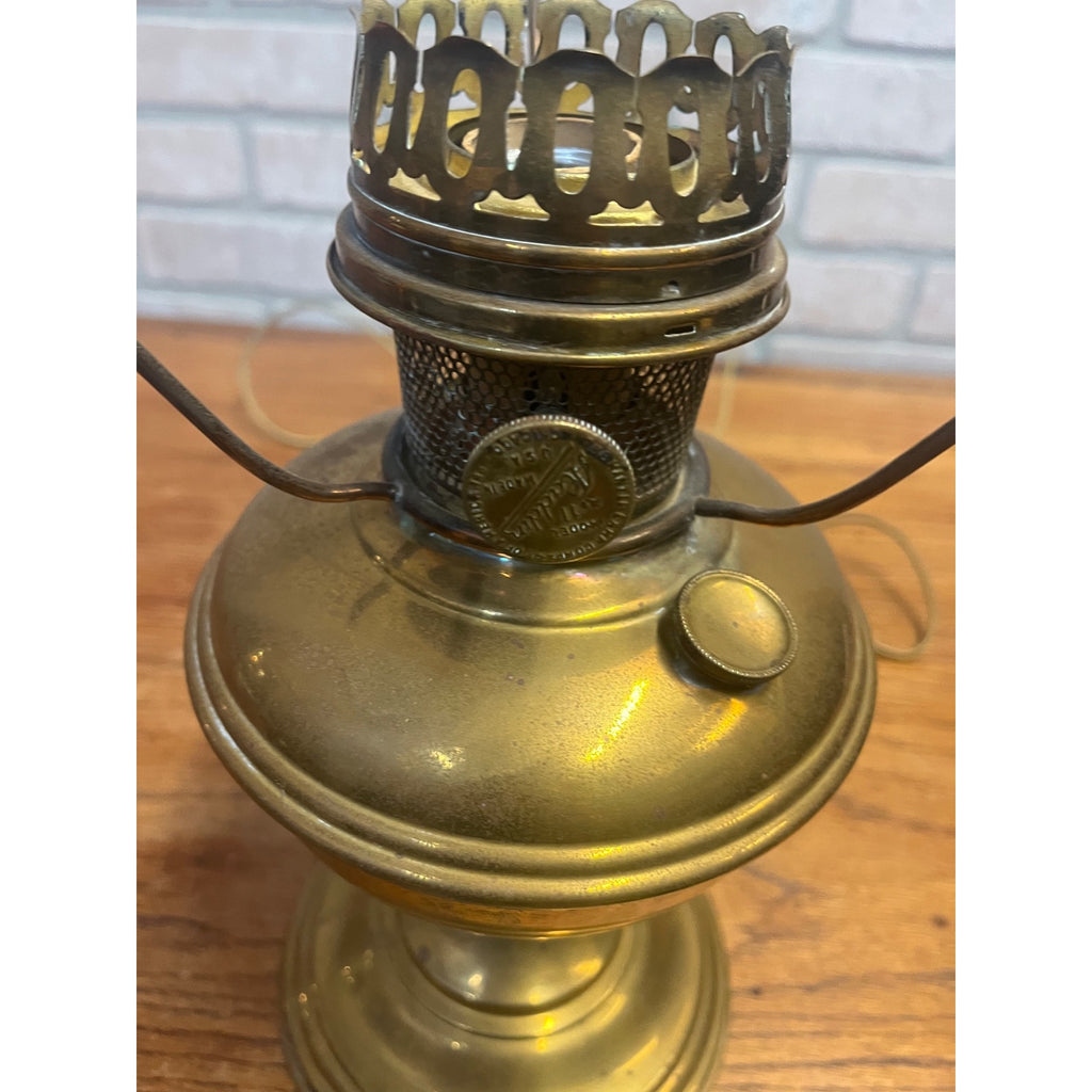 Vintage Electrified Aladdin No. 11 Kerosene Oil Lamp Gold-Tone Metal