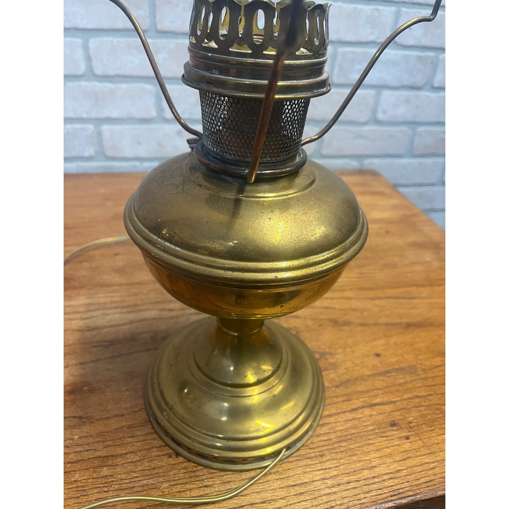 Vintage Electrified Aladdin No. 11 Kerosene Oil Lamp Gold-Tone Metal
