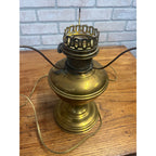 Vintage Electrified Aladdin No. 11 Kerosene Oil Lamp Gold-Tone Metal
