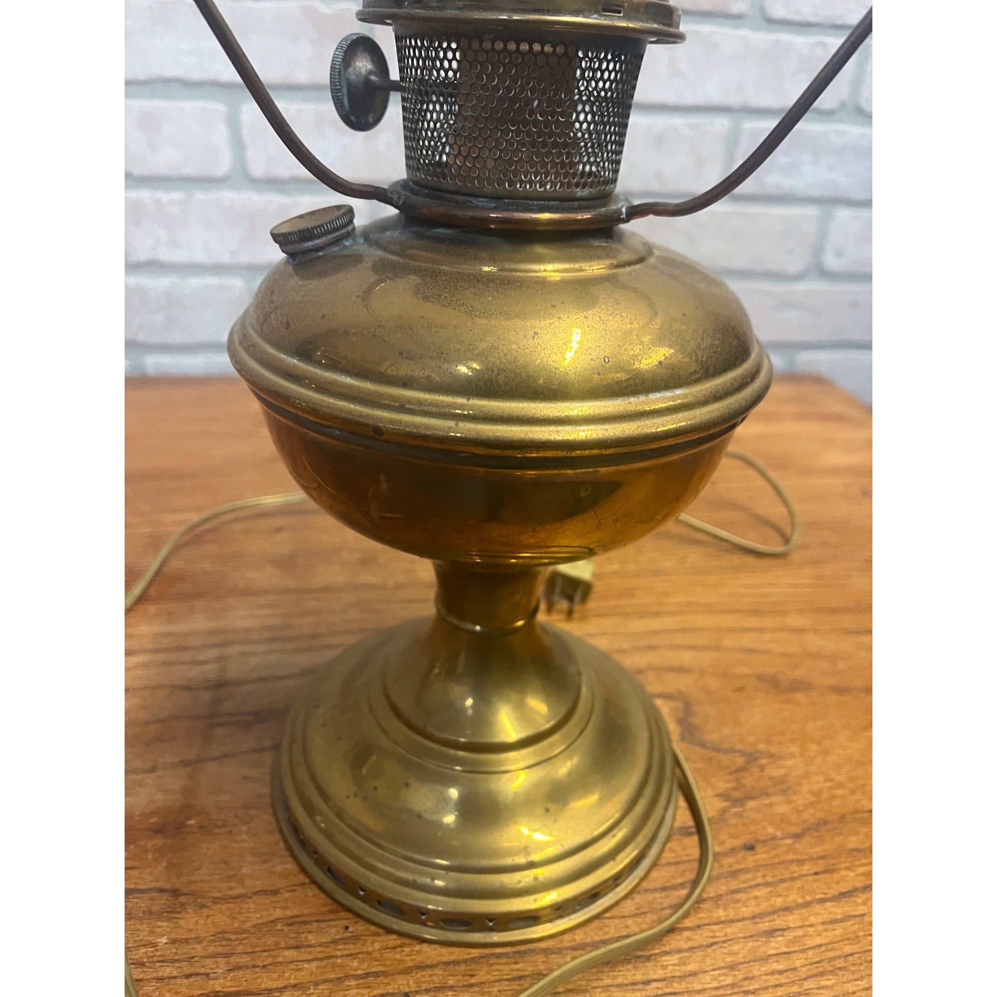 Vintage Electrified Aladdin No. 11 Kerosene Oil Lamp Gold-Tone Metal