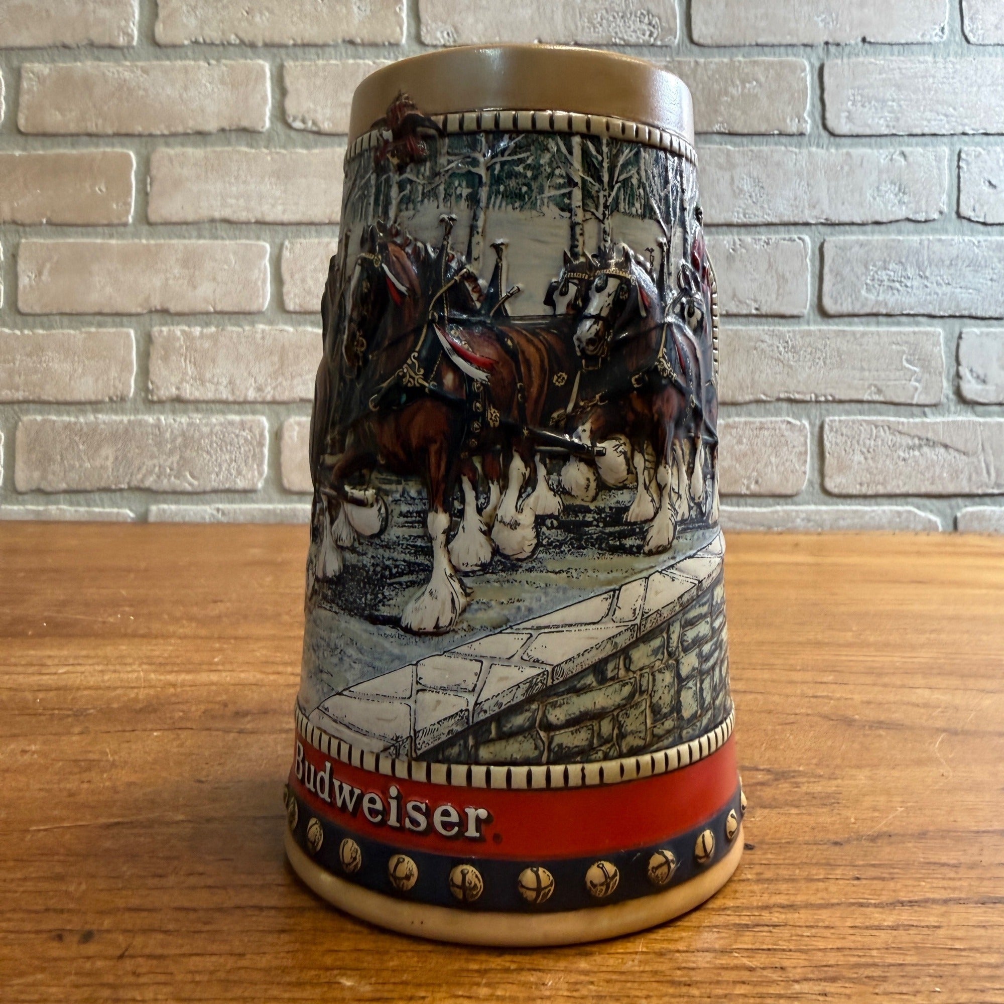 Vintage 1988 Budweiser Clydesdale Horses Beer Stein Mug Ceramic Ceramarte