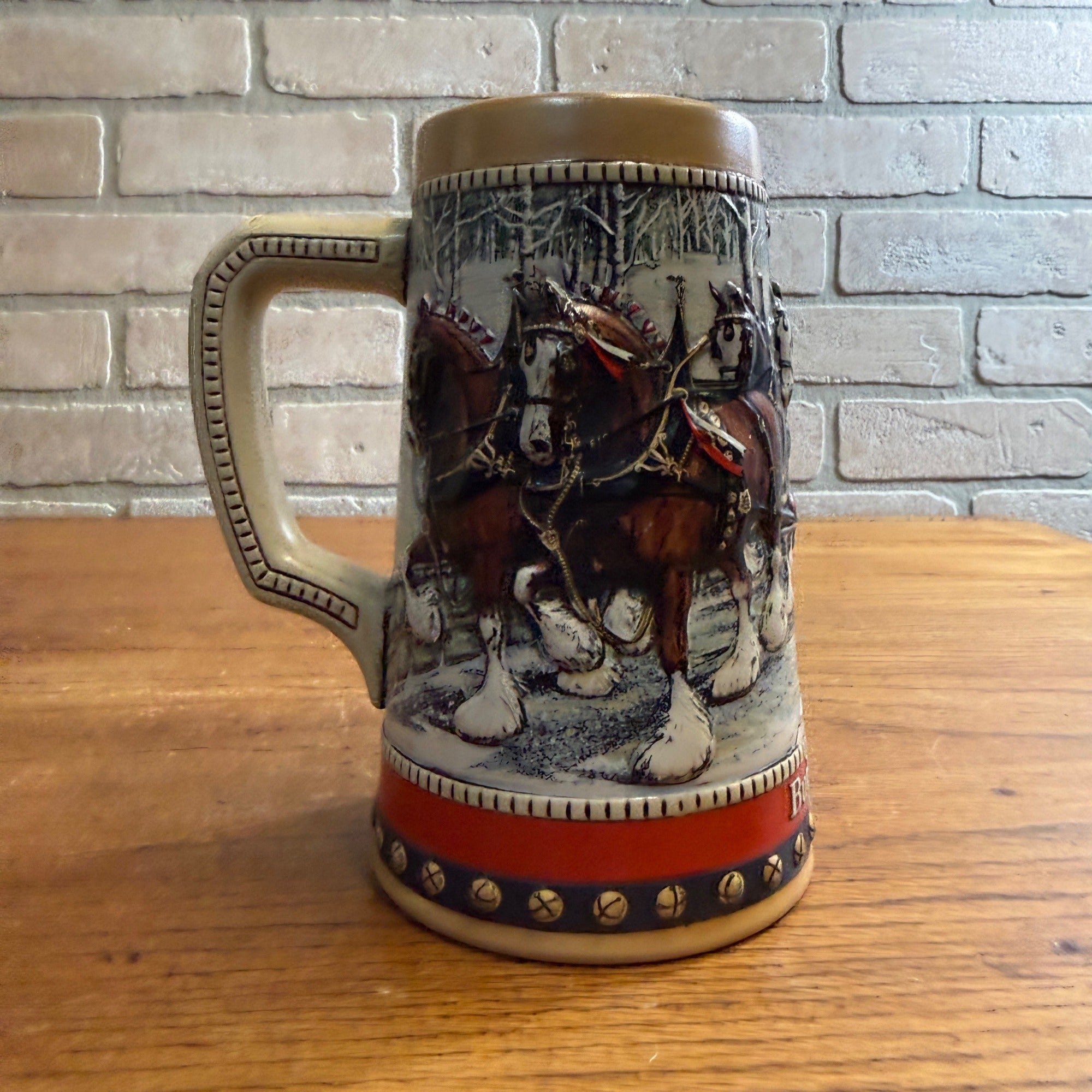 Vintage 1988 Budweiser Clydesdale Horses Beer Stein Mug Ceramic Ceramarte