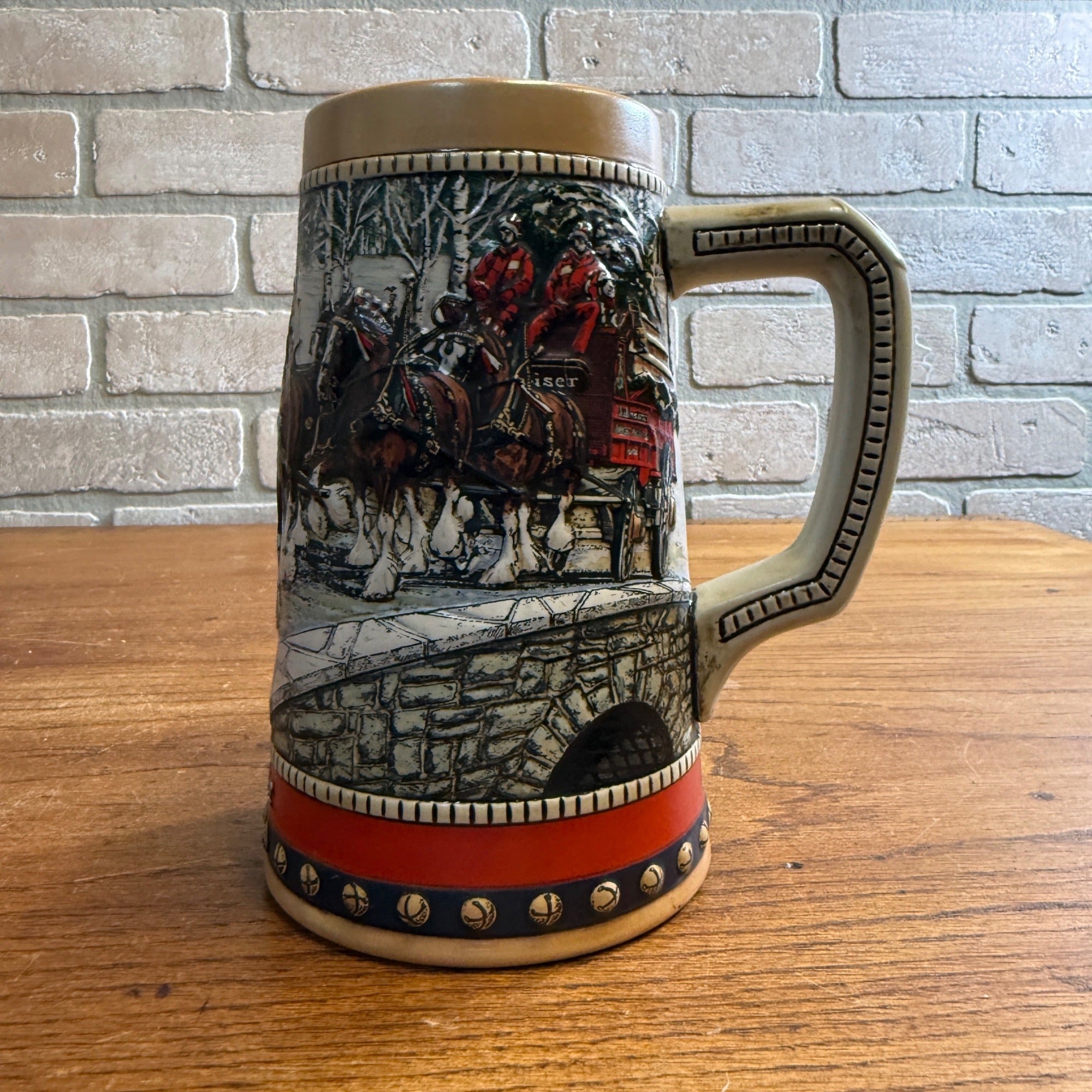 Vintage 1988 Budweiser Clydesdale Horses Beer Stein Mug Ceramic Ceramarte