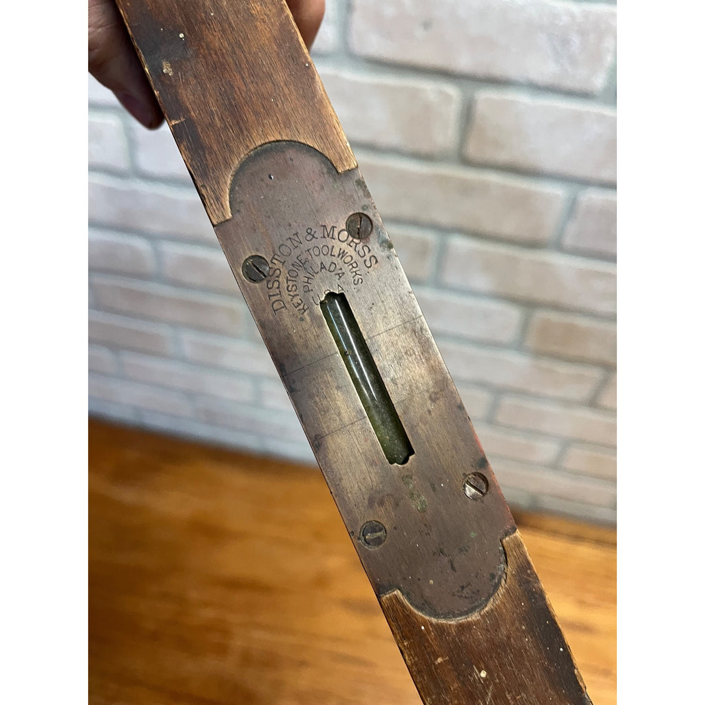 Antique Disston & Morss Wood & Brass 18" Carpenters Level Keystone Tool Co