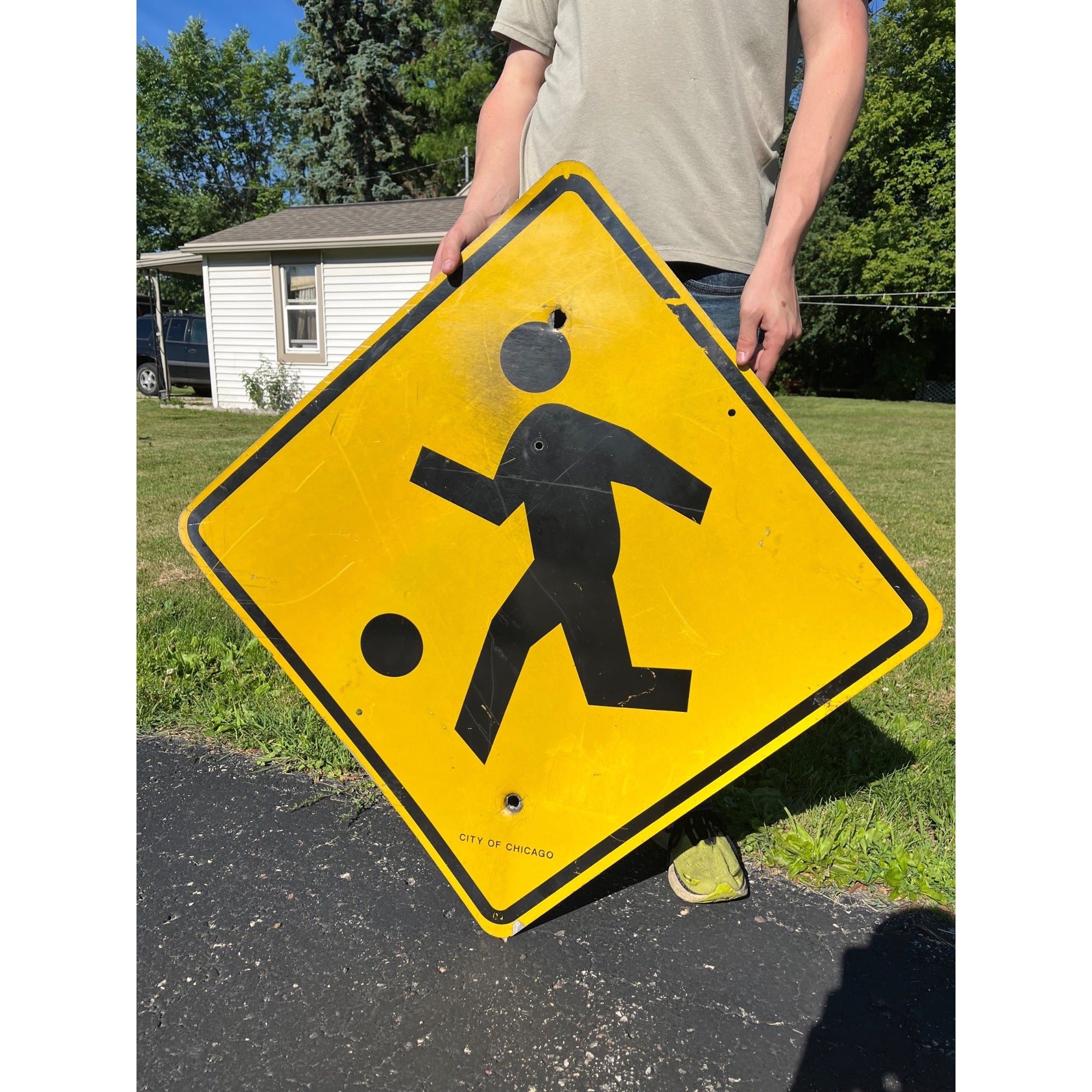 Vintage City Of Chicago Children at Play Crossing Aluminum Retired Street Road Ball
